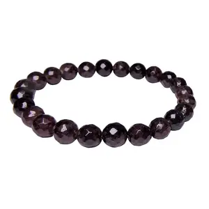 Stone Garnet Faceted Bead Bracelet For Man, Woman, Boys & Girls- Color: Red (Pack of 1 Pc.)