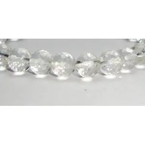 Stone Clear Quartz Faceted Bead Bracelet (8 mm) For Man, Woman, Boys & Girls- Color: Clear (Pack of 1 Pc.)