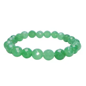 Stone Green AVenturine Faceted Bead Bracelet (8 mm) For Man, Woman, Boys & Girls- Color: Green (Pack of 1 Pc.)