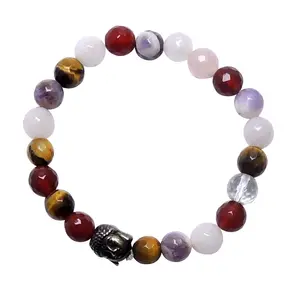 Stone Multi-Crystal Faceted Buddha Bracelet For Man, Woman, Boys & Girls- Color: Multicolor (Pack of 1 Pc.)