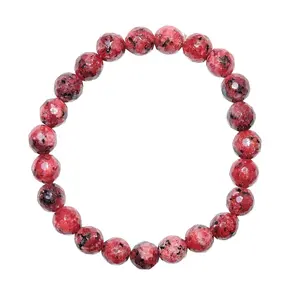 Stone Ruby Matrix Faceted Bead Bracelet(8 mm) For Man, Woman, Boys & Girls- Color: Multicolor (Pack of 1 Pc.)