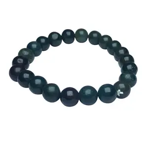 Stone Bloodstone (Heliotrope) Beads Bracelet For Man, Woman, Boys & Girls- Color: Green/Red (Pack of 1 Pc.)