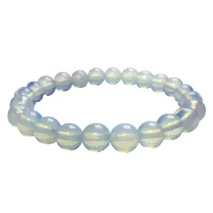 Stone Opalite Bead Bracelet For Man, Woman, Boys & Girls- Color: Lite Blue (Pack of 1 Pc.)