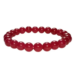 Stone Pink Onyx Beads Bracelet For Man, Woman, Boys & Girls- Color: Pink (Pack of 1 Pc.)