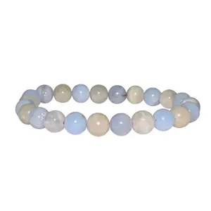 Stone Blue Lace Agate & Moonstone Bead Bracelet For Man, Woman, Boys & Girls- Color: Multicolor (Pack of 1 Pc.)