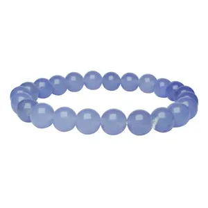 Stone Peruvian Angelite Bead Bracelet For Man, Woman, Boys & Girls- Color: Lite Blue (Pack of 1 Pc.)