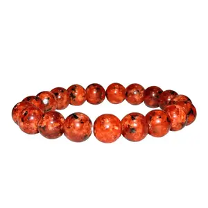 Stone Fire Agate Bead Bracelet (10 mm) For Man, Woman, Boys & Girls- Color: Multicolor (Pack of 1 Pc.)