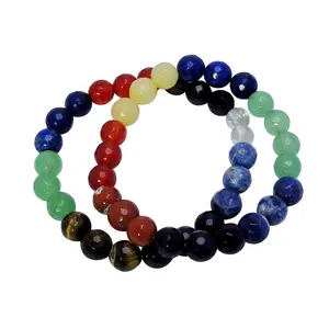 Stone Multi- Stone Energized Buddha Charm Bracelet For Man, Woman, Boys & Girls- Color: Multicolor (Pack of 1 Pc.)