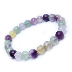Stone Multi Fluorite Bead Bracelet For Man, Woman, Boys & Girls- Color: Multicolor (Pack of 1 Pc.)