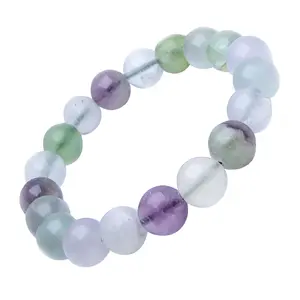 Stone Multi Fluorite Bead Bracelet 10 MM Beads For Man, Woman, Boys & Girls- Color: Multicolor (Pack of 1 Pc.)