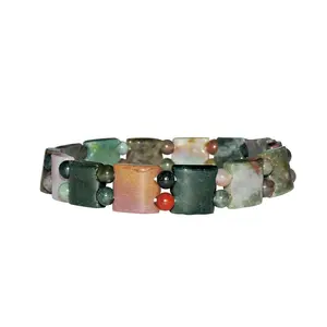 Stone Bloodstone (Heliotrope) Broad Bracelet For Man, Woman, Boys & Girls- Color: Multicolor (Pack of 1 Pc.)