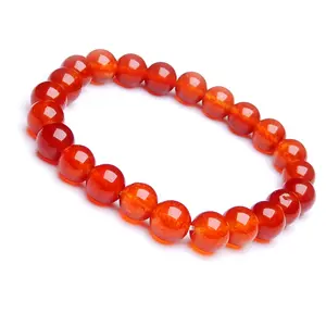 Stone Carnelian Beads Bracelet For Scaral Chakra For Man, Woman, Boys & Girls- Color: Orange (Pack of 1 Pc.)