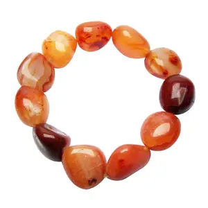 Stone Carnelian Tumble Bracelet For Man, Woman, Boys & Girls- Color: Orange (Pack of 1 Pc.)