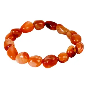 Stone Carnelian Tumble Healing Gemstone Bracclet For Intimacy For Man, Woman, Boys & Girls- Color: Orange (Pack of 1 Pc.)