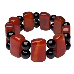 Stone Carnelian Hexagonal Agate Beads Bracelet for Self-esteem For Man, Woman, Boys & Girls- Color: Orange (Pack of 1 Pc.)
