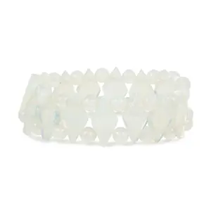 Stone White Opal Diamond Beads Bracelet For Man, Woman, Boys & Girls- Color: White (Pack of 1 Pc.)