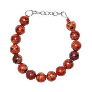 Stone Fire Agate Gemstone 12 mm Beads Bracelet With Hookh For Man, Woman, Boys & Girls- Color: Orange (Pack of 1 Pc.)