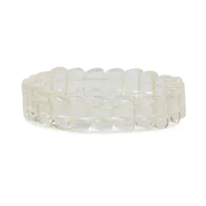 Stone Clear Quartz Healing Wave Bracelet for Energy For Man, Woman, Boys & Girls- Color: Clear (Pack of 1 Pc.)