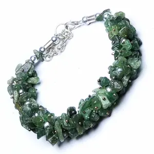 Stone Moss Agate Healing Cluster Bracelet for Prosperity For Man, Woman, Boys & Girls- Color: Green (Pack of 1 Pc.)