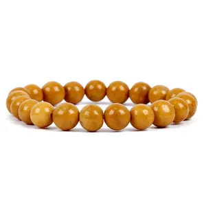 Stone Yellow Jasper Beads Bracelet for Wisdom For Man, Woman, Boys & Girls- Color: Yellow (Pack of 1 Pc.)