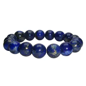 Stone Lapis Lazuli Bead Bracelet For Man, Woman, Boys & Girls- Color: Blue (Pack of 1 Pc.)