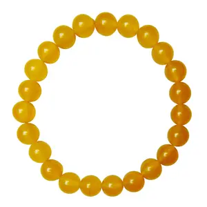 Stone Yellow Agate Beads Bracelet For Man, Woman, Boys & Girls- Color: Yellow (Pack of 1 Pc.)