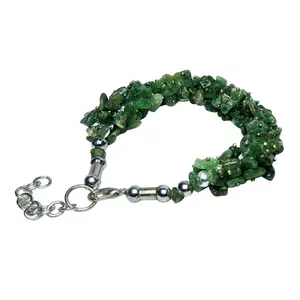 Stone Jade Chip Cluster Bracelet For Man, Woman, Boys & Girls- Color: Green (Pack of 1 Pc.)