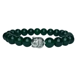 Stone Green Jade Buddha Bracelet For Man, Woman, Boys & Girls- Color: Green (Pack of 1 Pc.)