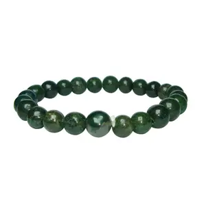 Stone Green Jade Beads Bracelet For Man, Woman, Boys & Girls- Color: Green (Pack of 1 Pc.)