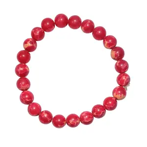 Stone Emperor Red Beads Bracelet For Man, Woman, Boys & Girls- Color: Red (Pack of 1 Pc.)