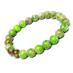 Stone Gaspeite 8 mm Bead Bracelet For Man, Woman, Boys & Girls- Color: Green (Pack of 1 Pc.)
