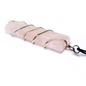Stone Rose Quartz Spiral Flat Pendant For Man, Woman, Boys & Girls- Color- Pink (Pack of 1 Pc.)