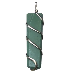 Stone Jade Gemstone Flat Wrapped Pendant For Man, Woman, Boys & Girls- Color- Green (Pack of 1 Pc.)