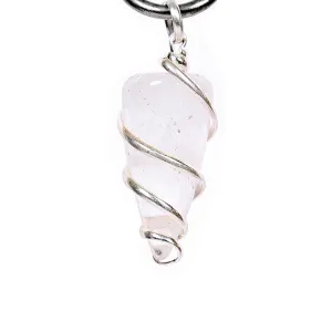 Stone Clear Quartz Wire Wrapped Energy Pendant For Man, Woman, Boys & Girls- Color- Clear (Pack of 1 Pc.)