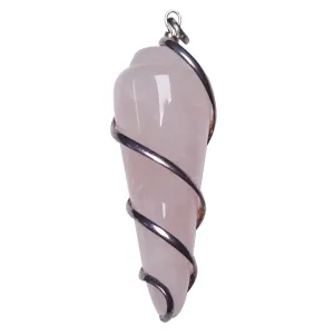Stone Spiral Rose Quartz Energy Pendant For Man, Woman, Boys & Girls- Color- Pink (Pack of 1 Pc.)