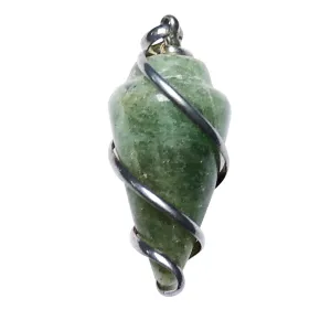 Stone Energized Green Aventurine Spiral Wrapped Energy Pendant For Man, Woman, Boys & Girls- Color- Green (Pack of 1 Pc.)