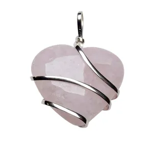 StoneRose Quartz Wrapped Heart Energy Pendant For Man, Woman, Boys & Girls- Color- Pink (Pack of 1 Pc.)