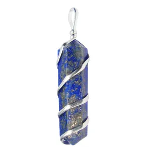 Stone Lapis Lazuli Double Point Pendant For Man, Woman, Boys & Girls- Color- Blue (Pack of 1 Pc.)