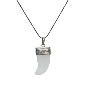 Stone White Moonstone Nail Pendant For Man, Woman, Boys & Girls- Color- White (Pack of 1 Pc.)