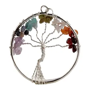 Stone 7 chkara 30mm Tree Pendant For Man, Woman, Boys & Girls- Color- Multicolor (Pack of 1 Pc.)