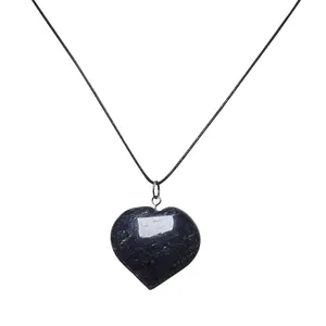 Stone Grey Aventurine Heart Puff Pendant ForGrounding For Man, Woman, Boys & Girls- Color- Grey (Pack of 1 Pc.)