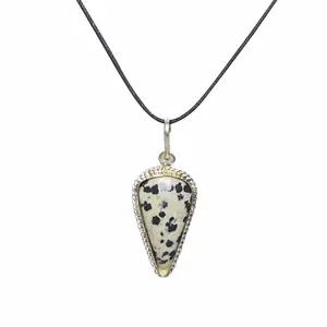 Stone Drop Shape Natural Dalmatian Jasper For Man, Woman, Boys & Girls- Color- Multicolor (Pack of 1 Pc.)