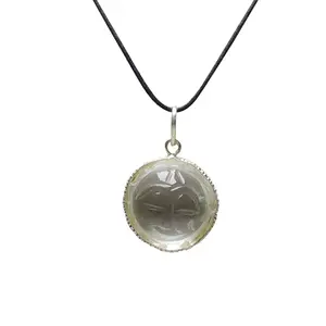Stone Sun face Pendent In Clear Quartz For Man, Woman, Boys & Girls- Color- Clear (Pack of 1 Pc.)