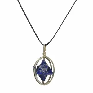 Stone Sodalite Markaba Scared Symbol Pendant For Man, Woman, Boys & Girls- Color- Blue (Pack of 1 Pc.)