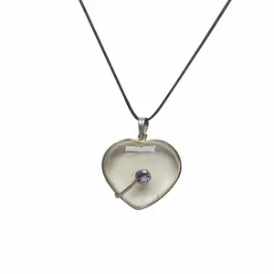 Stone Iolite Heart Pendant in Quartz For Man, Woman, Boys & Girls- Color- Clear (Pack of 1 Pc.)