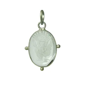 Stone Ganesh Pendant In Natural Clear Quartz For Man, Woman, Boys & Girls- Color- Clear (Pack of 1 Pc.)