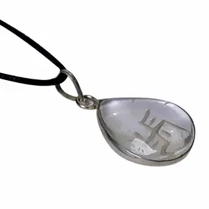 Stone Swastik Pendant In Natural Clear Quartz Art-1 For Man, Woman, Boys & Girls- Color- Clear (Pack of 1 Pc.)