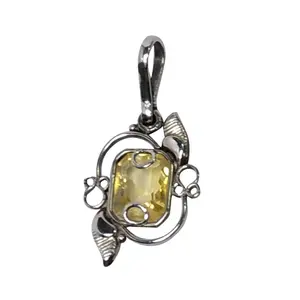 Stone Yellow Topaz Semi Precious Gemstone Designer Pendant Art9 For Man, Woman, Boys & Girls- Color- Yellow (Pack of 1 Pc.)