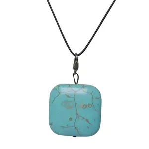 Stone Blue Howlite Pendant for Spirituality III For Man, Woman, Boys & Girls- Color- Blue (Pack of 1 Pc.)