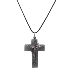 Stone Grey Aventurine Cross Pendant For Man, Woman, Boys & Girls- Color- Grey (Pack of 1 Pc.)